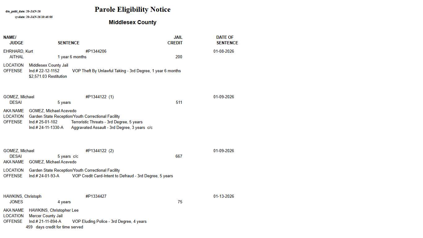 Parole Eligibility Notice