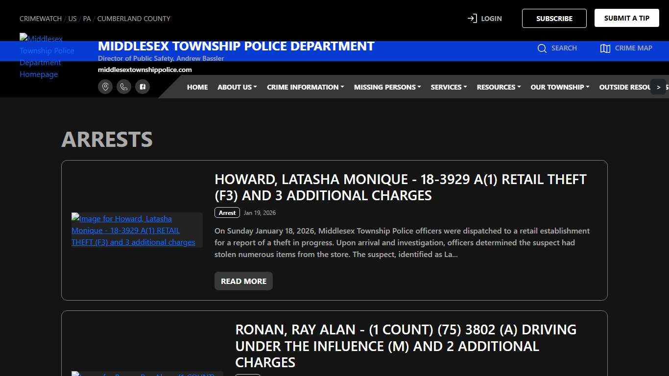 Middlesex Township Police Department Arrests | CRIMEWATCH